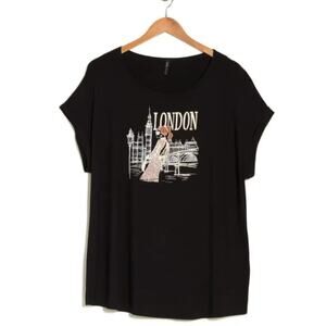 Edista Women's Black London Graphic T-shirt Size 3X